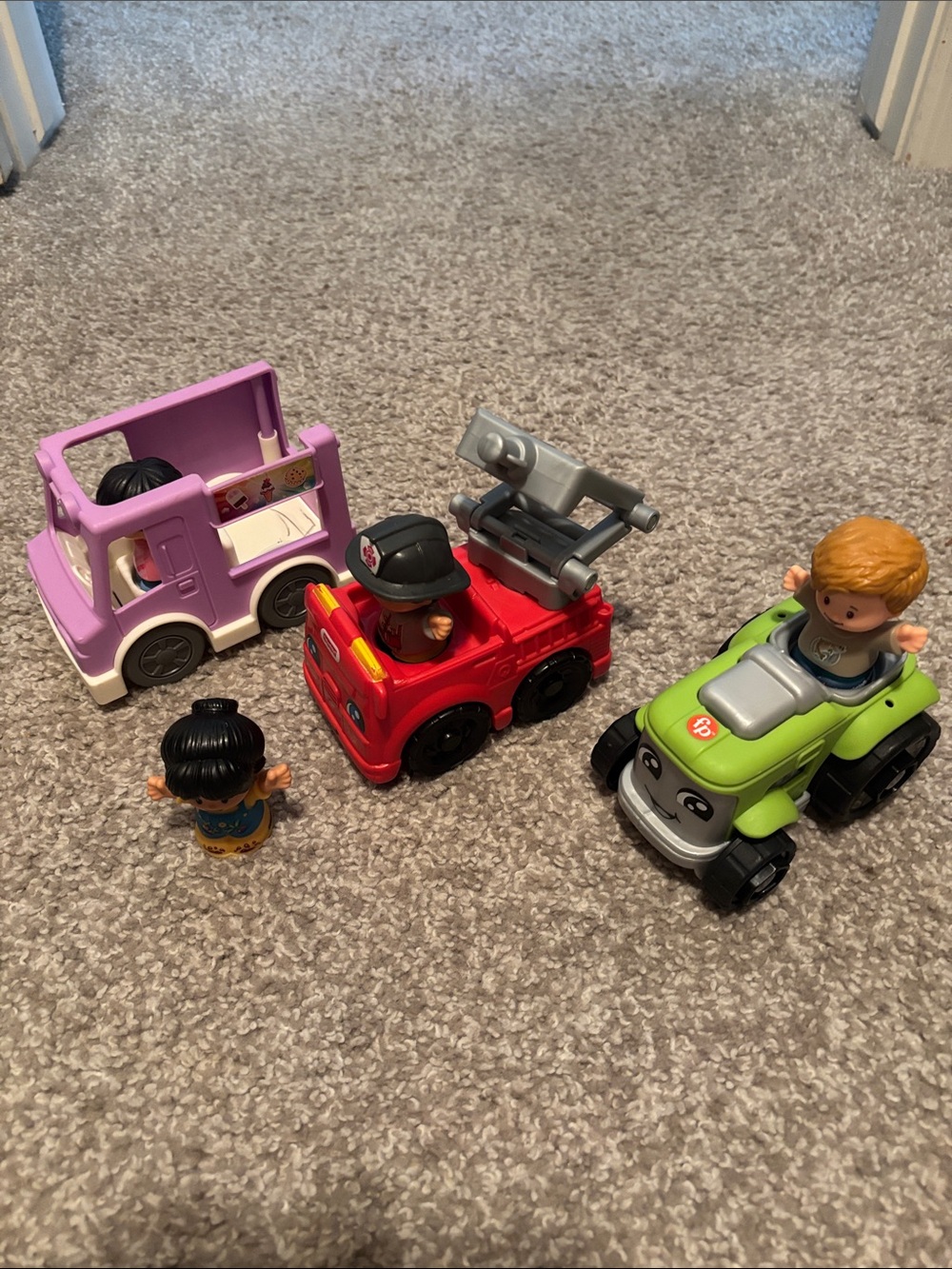 Fisher Price Little People, ice cream, fire truck, tractor